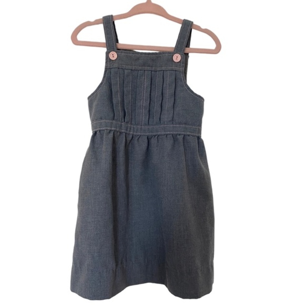 Carter’s vintage gray romper overall dress with pink buttons and pleats - 4t